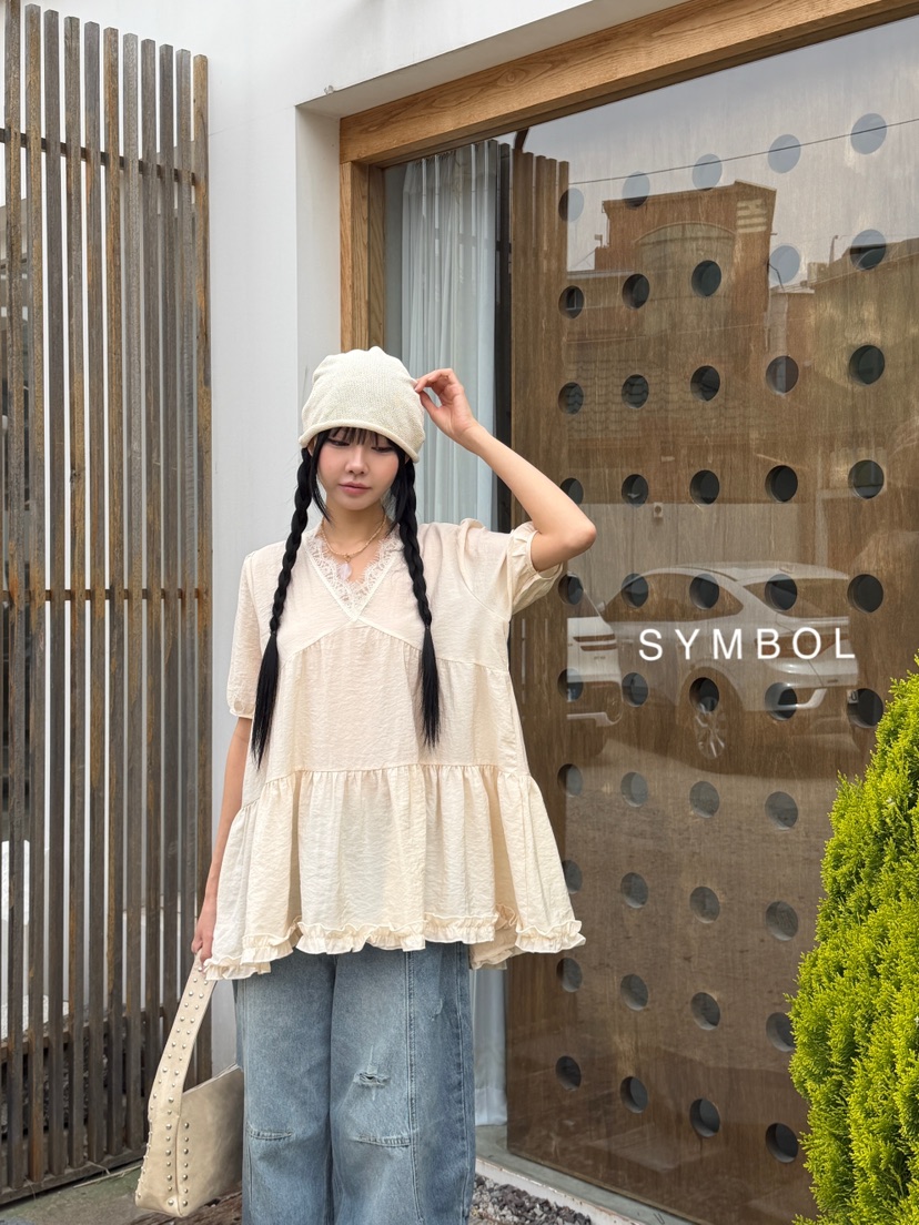 SYMBOL韓國直郵實拍女裝新款26春夏推薦職業26夏季襯衫蕾絲衫SYMBOL襯衫/蕾絲衫