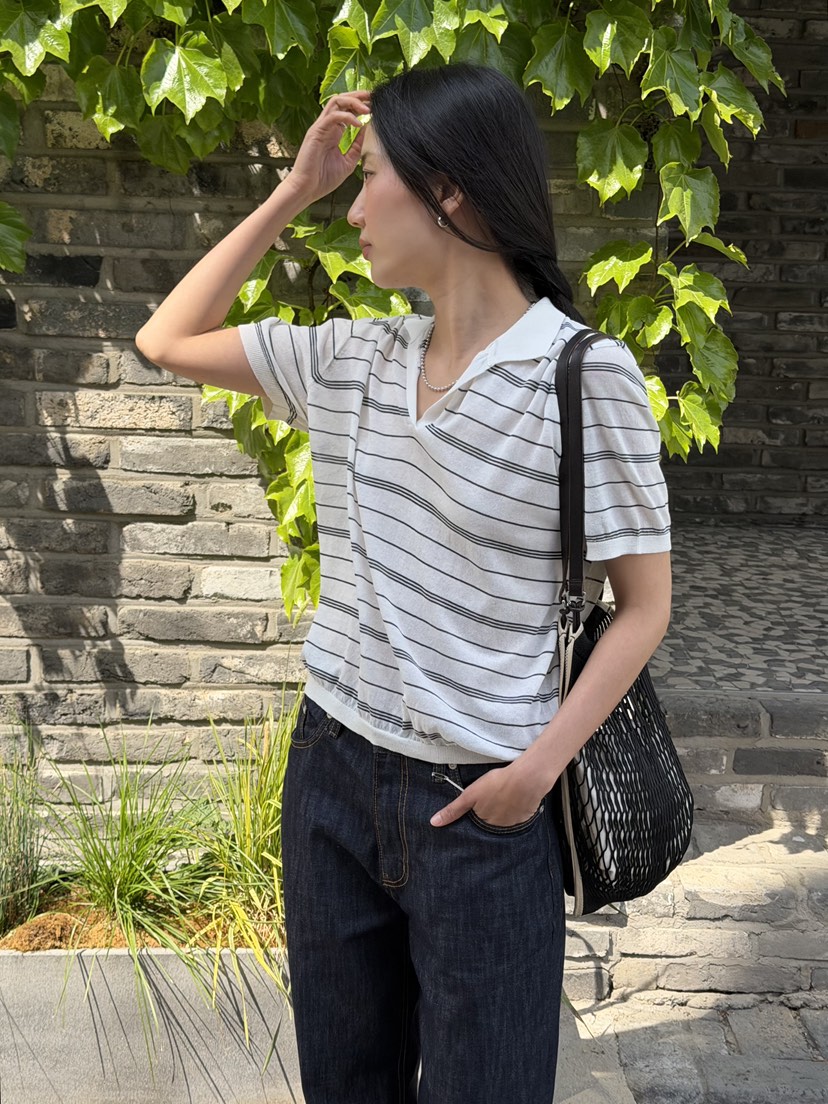 AMY GRACE-A韓國直郵實拍女裝新款推薦人氣職業針織衫條紋AMY GRACE-A針織衫
