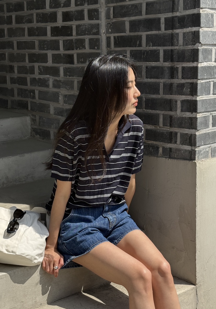 AMY GRACE-A韓國直郵實拍女裝新款推薦人氣職業針織衫條紋AMY GRACE-A針織衫
