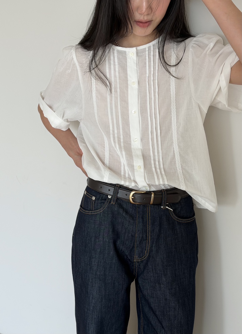AMY GRACE-A韓國直郵實拍女裝新款休閑推薦襯衫蕾絲衫柔軟AMY GRACE-A襯衫/蕾絲衫