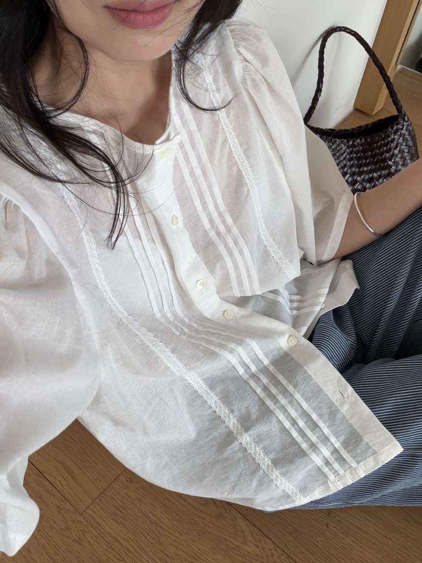 AMY GRACE-A韓國直郵實拍女裝新款休閑推薦襯衫蕾絲衫柔軟AMY GRACE-A襯衫/蕾絲衫