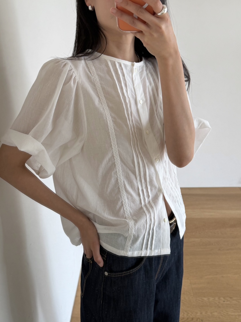 AMY GRACE-A韓國直郵實拍女裝新款休閑推薦襯衫蕾絲衫柔軟AMY GRACE-A襯衫/蕾絲衫