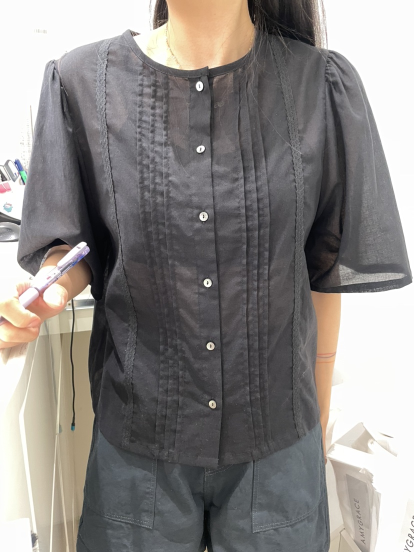 AMY GRACE-A韓國直郵實拍女裝新款休閑推薦襯衫蕾絲衫柔軟AMY GRACE-A襯衫/蕾絲衫