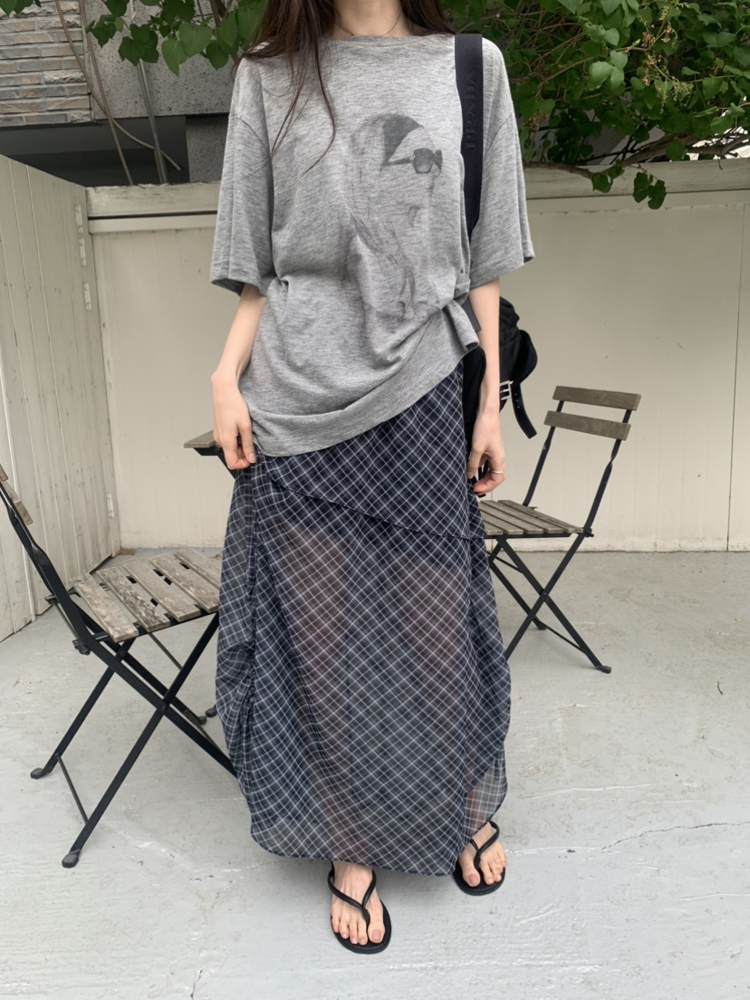 LE AVE韓國代購女裝新品熱賣人氣26夏季26春夏長裙雪紡長款LE AVE長裙