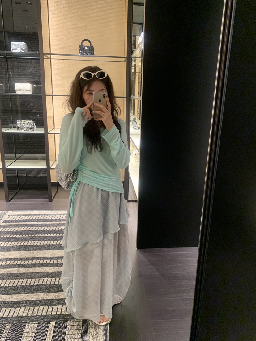 LE AVE韓國代購女裝新品熱賣人氣26夏季26春夏長裙雪紡長款LE AVE長裙