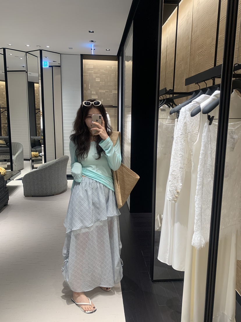 LE AVE韓國代購女裝新品熱賣人氣26夏季26春夏長裙雪紡長款LE AVE長裙