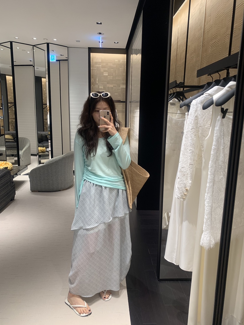 LE AVE韓國代購女裝新品熱賣人氣26夏季26春夏長裙雪紡長款LE AVE長裙