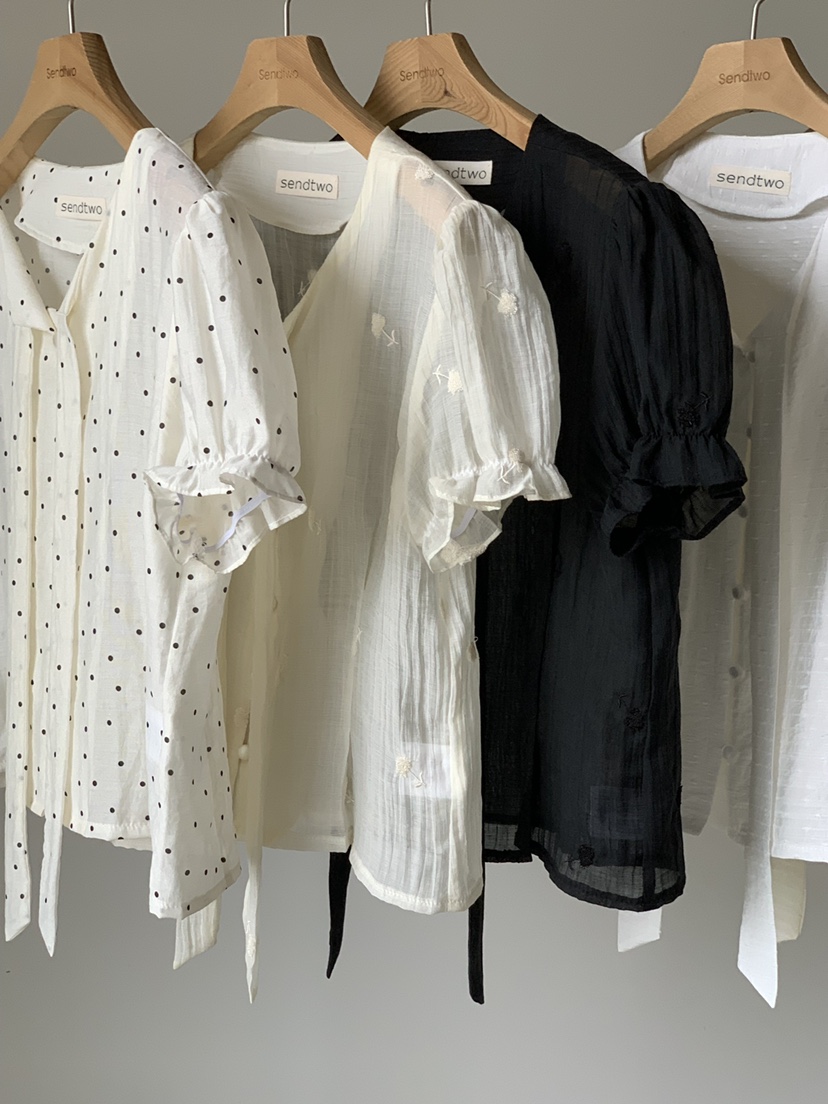 SENDTWO韓國直郵實拍女士新品熱賣26春夏推薦襯衫蕾絲衫系帶SENDTWO襯衫/蕾絲衫