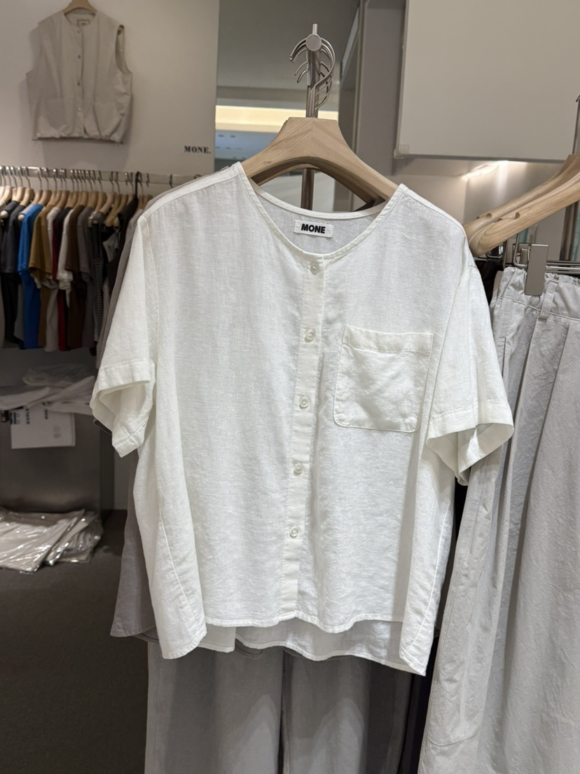 MONE-A韓國直郵女裝新品熱賣休閑職業26春夏襯衫蕾絲衫亞麻MONE-A襯衫/蕾絲衫圖色1