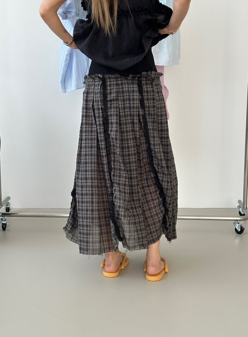 ZEROZERO韓國直郵女士新款人氣熱賣推薦長裙百褶格紋褶裙ZEROZERO長裙