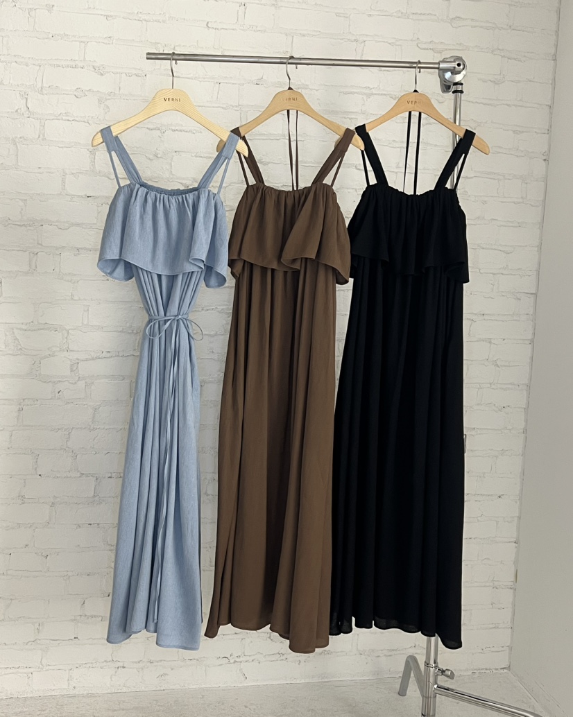 VERNI韓國東大門代購女士新品26春夏推薦人氣連衣裙含腰繩VERNI連衣裙
