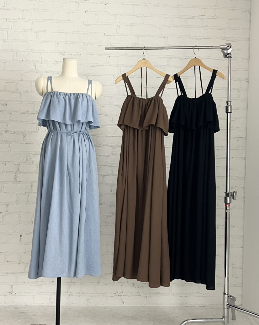 VERNI韓國東大門代購女士新品26春夏推薦人氣連衣裙含腰繩VERNI連衣裙