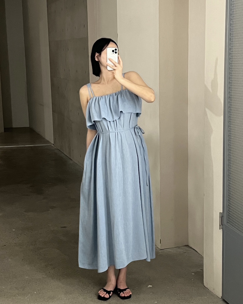 VERNI韓國東大門代購女士新品26春夏推薦人氣連衣裙含腰繩VERNI連衣裙
