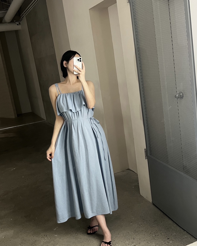 VERNI韓國東大門代購女士新品26春夏推薦人氣連衣裙含腰繩VERNI連衣裙