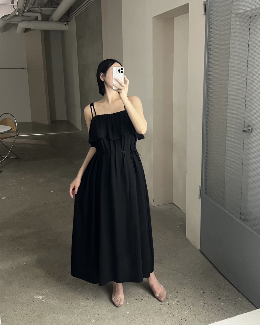 VERNI韓國東大門代購女士新品26春夏推薦人氣連衣裙含腰繩VERNI連衣裙