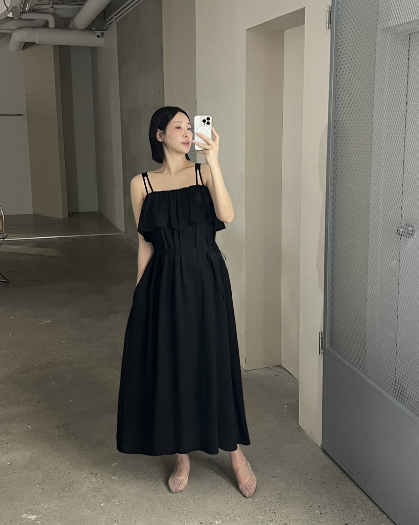 VERNI韓國東大門代購女士新品26春夏推薦人氣連衣裙含腰繩VERNI連衣裙