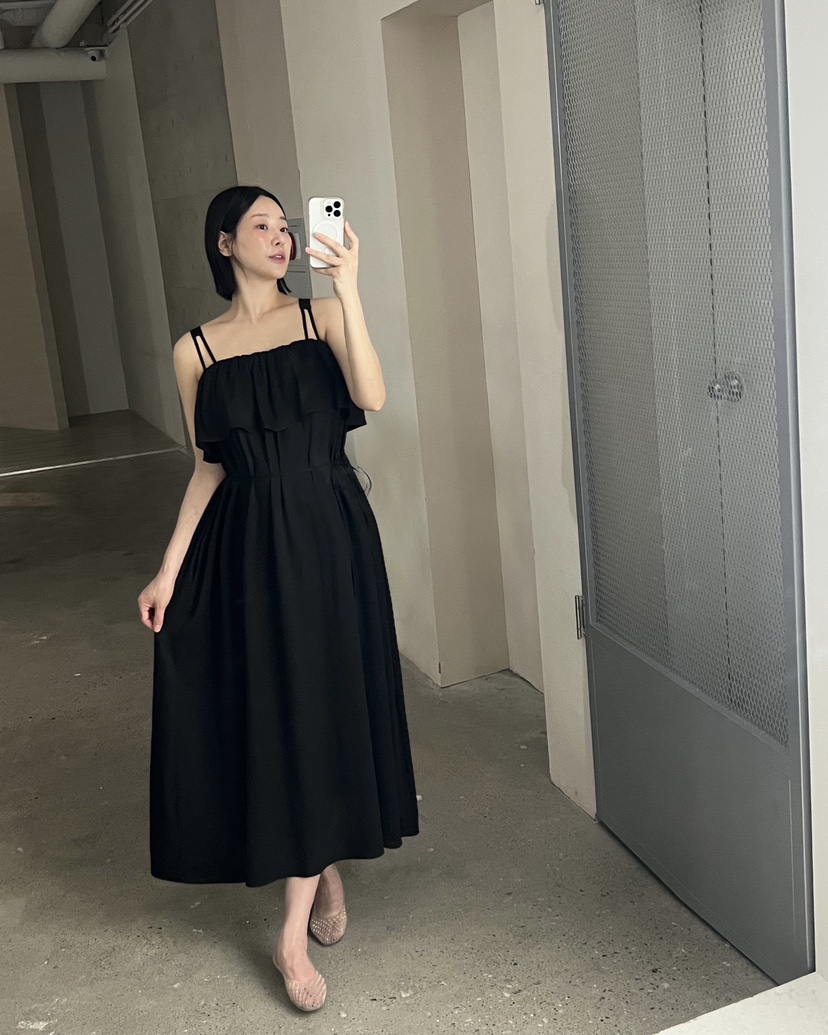 VERNI韓國東大門代購女士新品26春夏推薦人氣連衣裙含腰繩VERNI連衣裙