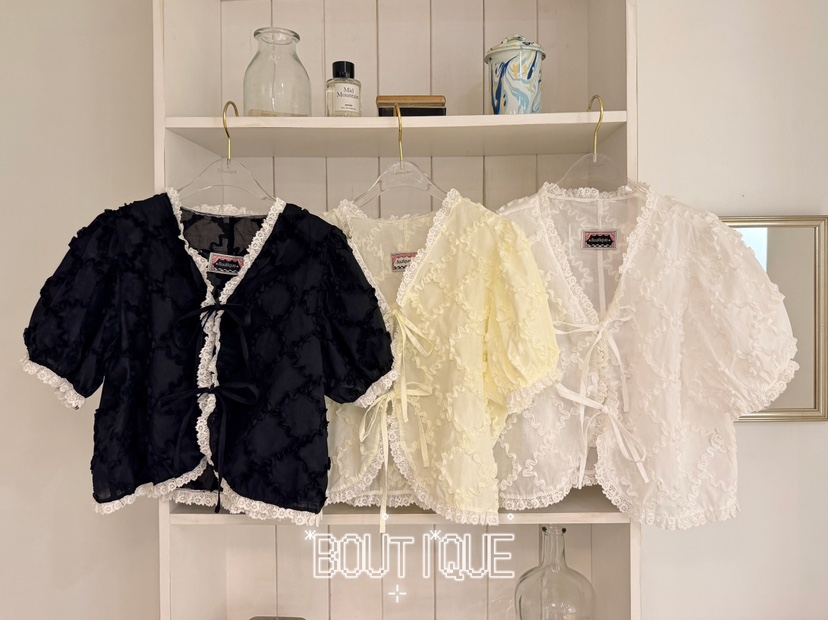 BOUTIQUE-L韓國直郵實拍女裝新品時尚休閑職業襯衫蕾絲衫棉BOUTIQUE-L襯衫/蕾絲衫