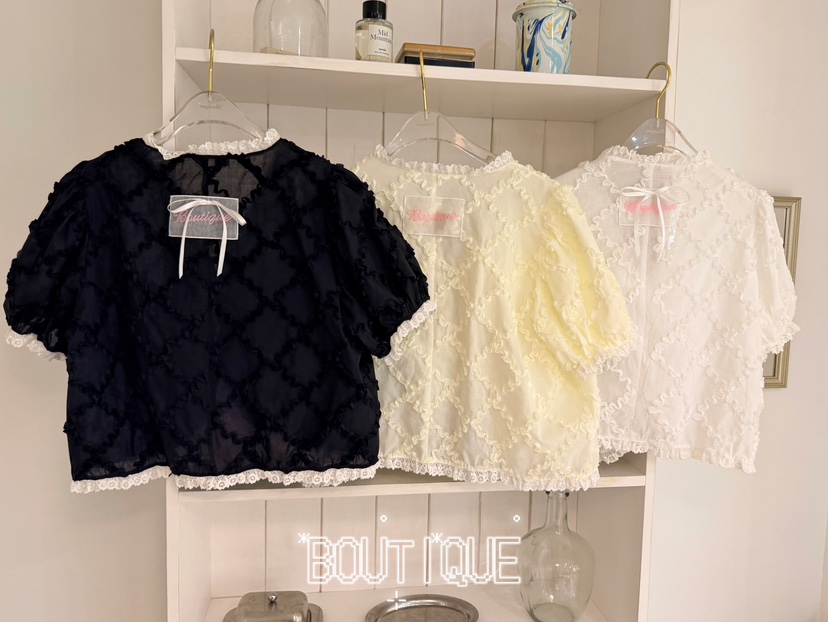BOUTIQUE-L韓國直郵實拍女裝新品時尚休閑職業襯衫蕾絲衫棉BOUTIQUE-L襯衫/蕾絲衫