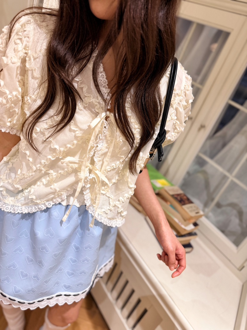 BOUTIQUE-L韓國直郵實拍女裝新品時尚休閑職業襯衫蕾絲衫棉BOUTIQUE-L襯衫/蕾絲衫