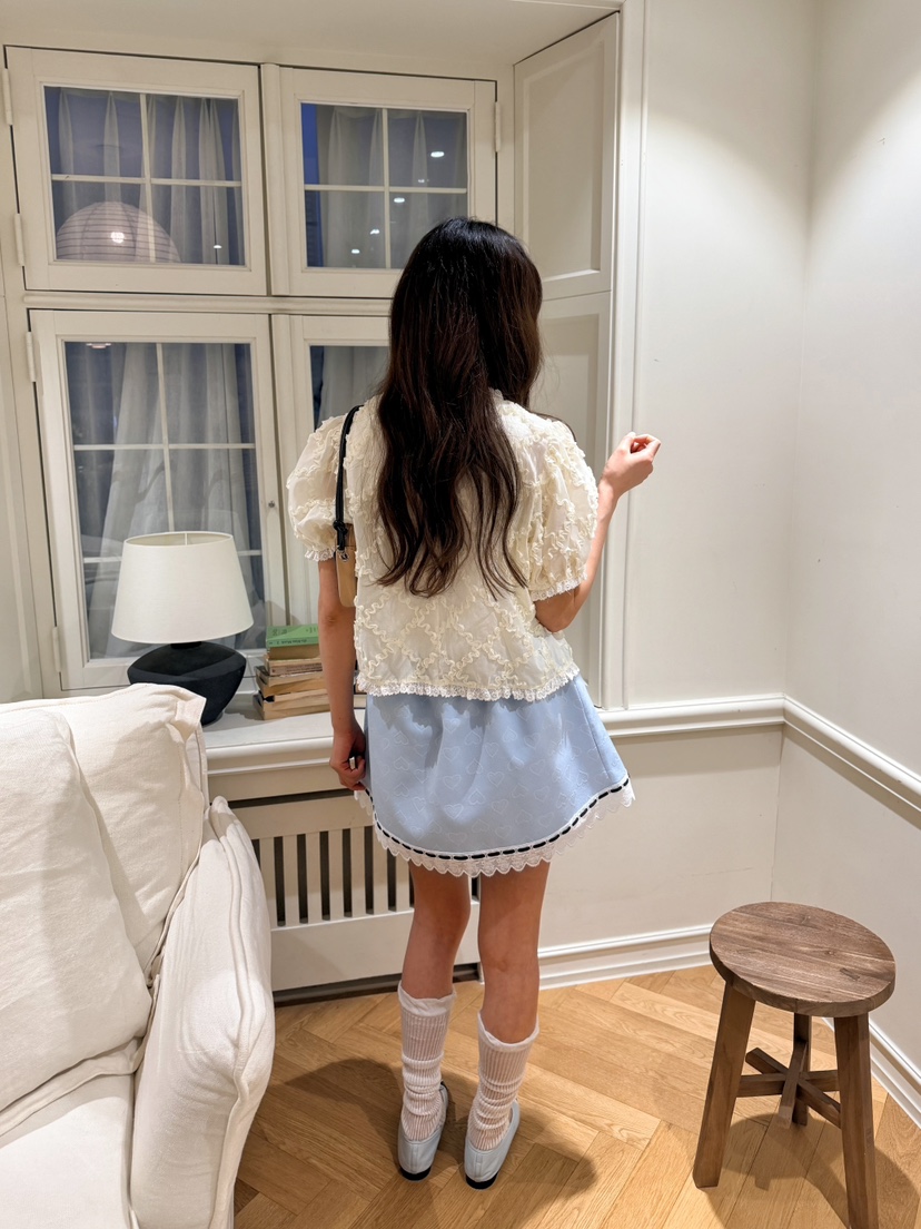 BOUTIQUE-L韓國直郵實拍女裝新品時尚休閑職業襯衫蕾絲衫棉BOUTIQUE-L襯衫/蕾絲衫