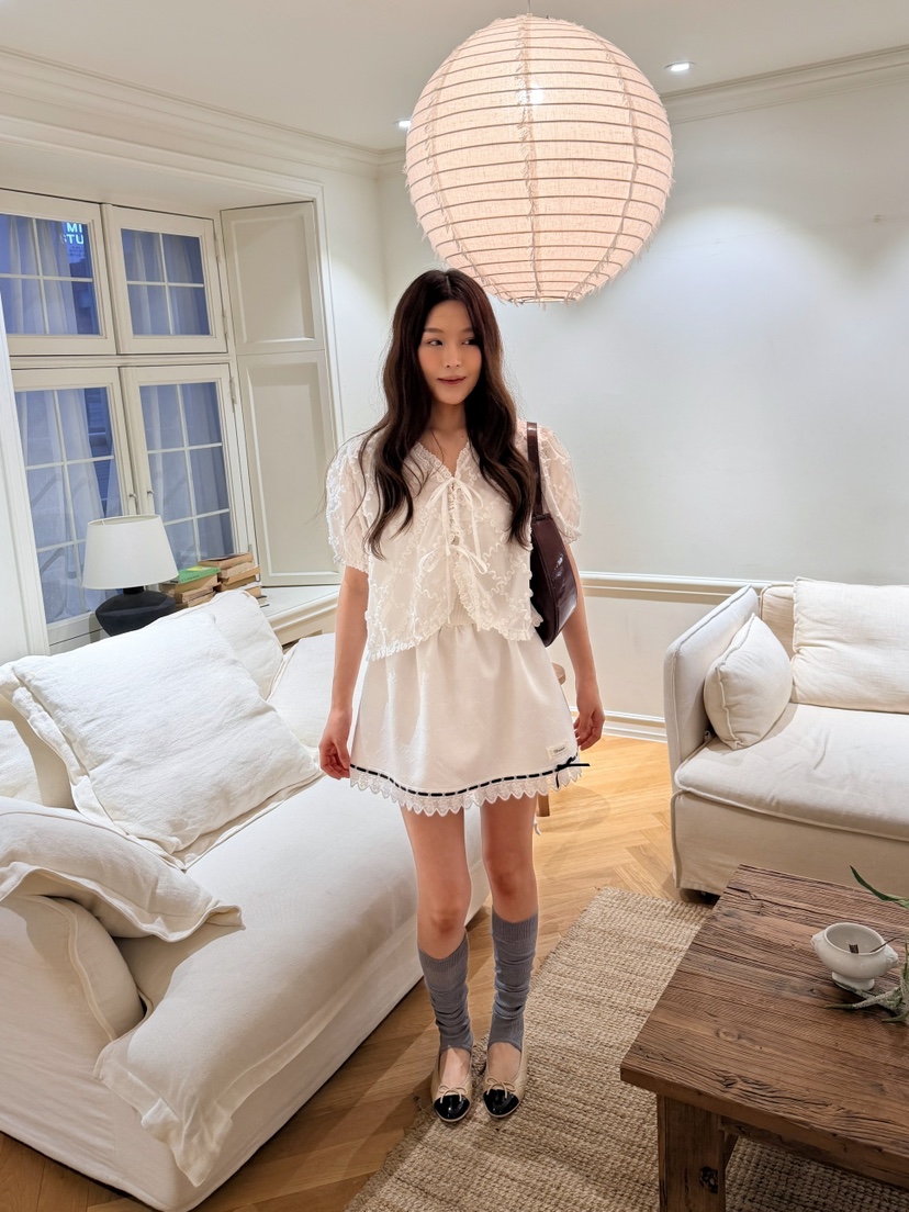 BOUTIQUE-L韓國直郵實拍女裝新品時尚休閑職業襯衫蕾絲衫棉BOUTIQUE-L襯衫/蕾絲衫