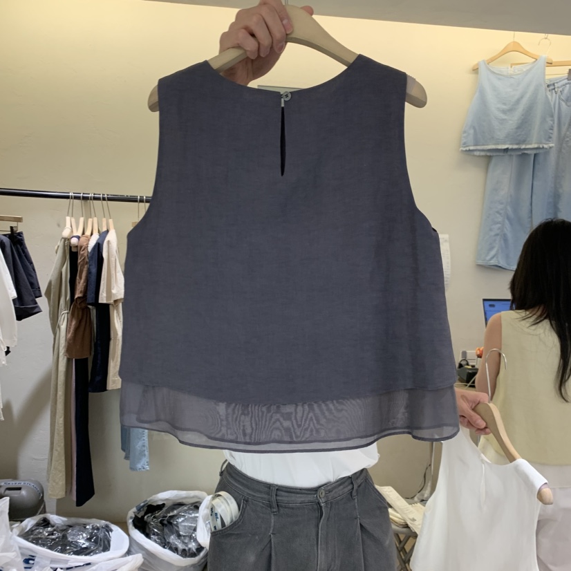W AND J韓國直郵女裝新品休閑熱賣職業26夏季人氣吊帶背心W AND J吊帶/背心