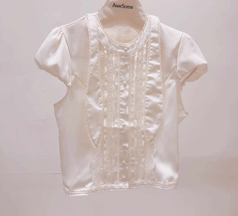 AWESOME-P韓國代購女士新款26春夏時尚26夏季襯衫蕾絲衫絲質AWESOME-P襯衫/蕾絲衫