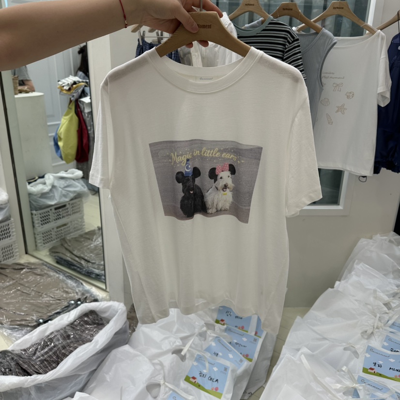 OURMOMENT韓國代購女裝新品職業26夏季26春夏人氣T恤絲帶OURMOMENTT恤圖色1