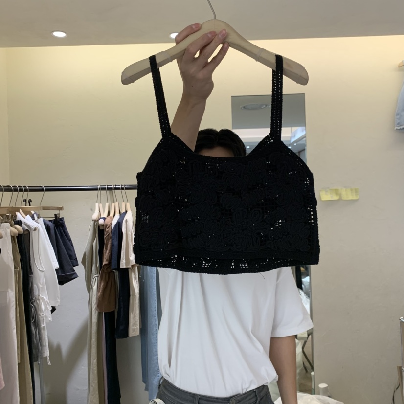 W AND J韓國東大門代購女裝新品26夏季熱賣吊帶背心花朵W AND J吊帶/背心