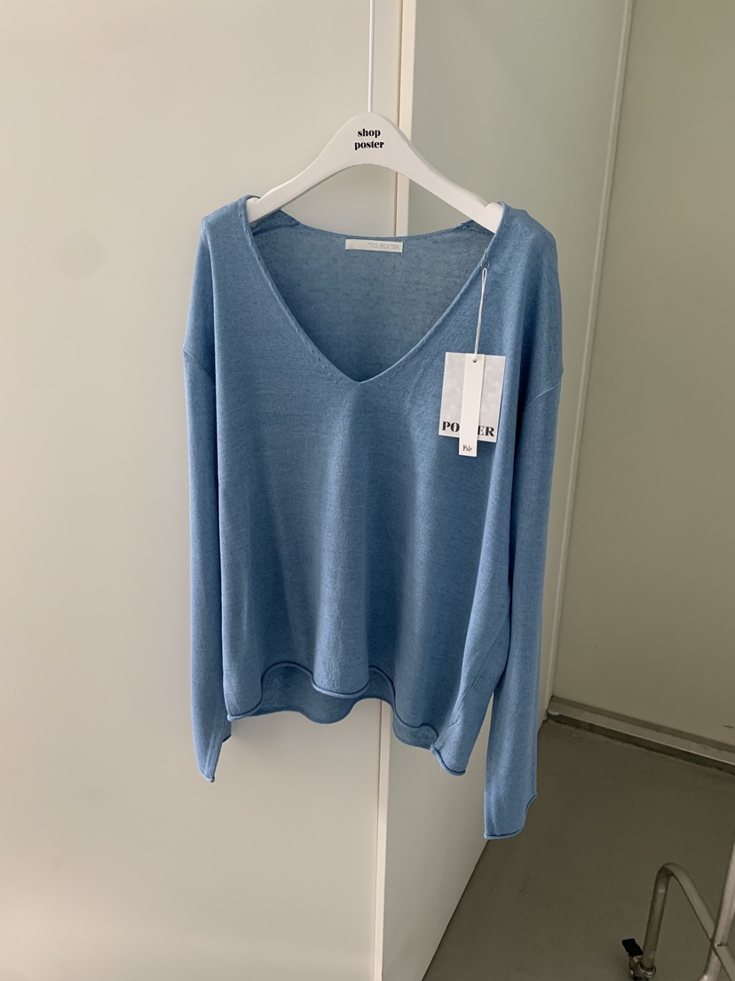 SHOP POSTER東大門實拍韓國女士新品休閑針織衫V領深V亞麻SHOP_POSTER針織衫圖色3