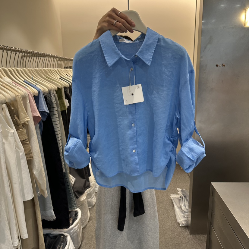 ALTER韓國直郵女士新品26夏季人氣職業襯衫蕾絲衫褶皺亞麻Alter襯衫/蕾絲衫圖色2