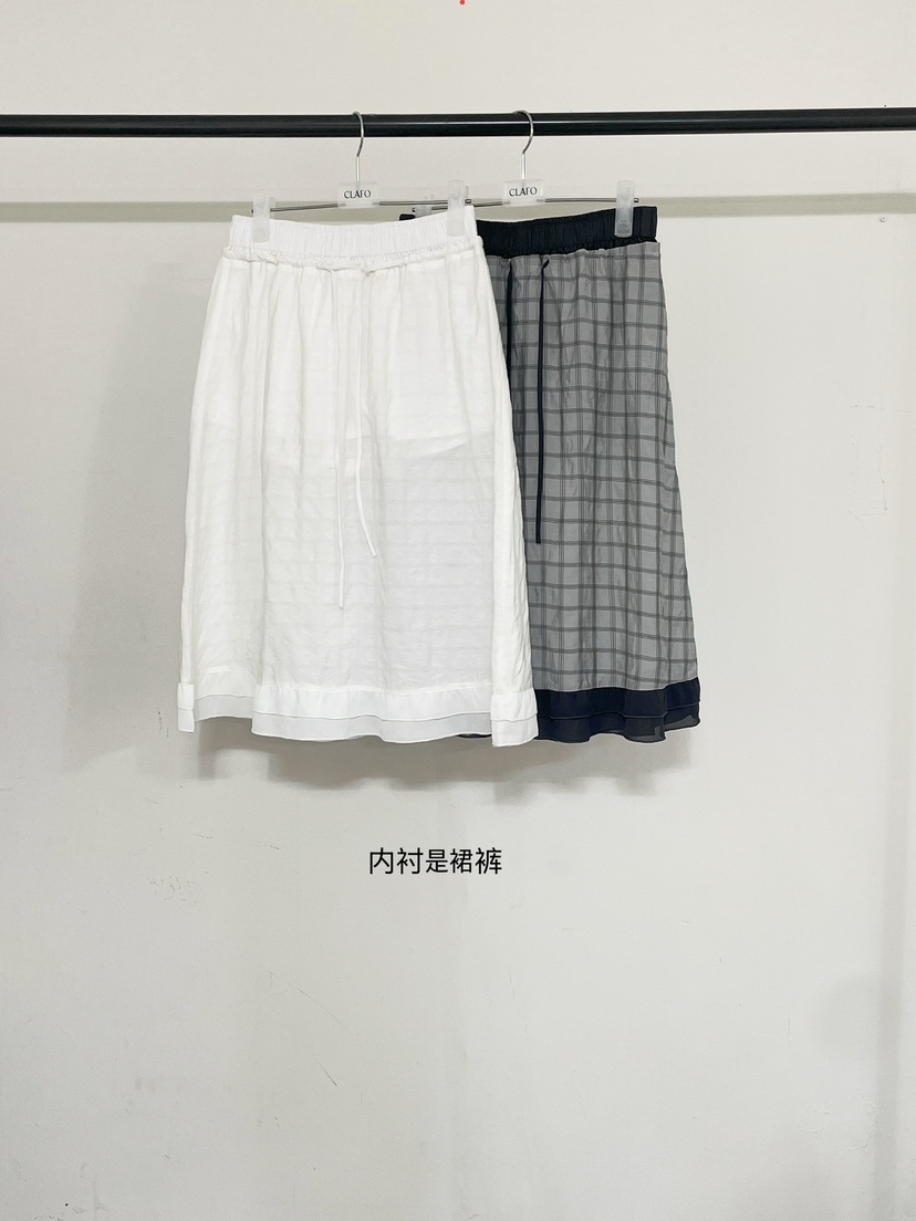 CLAFO韓國直郵女士新款26夏季職業休閑時尚半身裙中短裙格紋CLAFO半身裙/中短裙