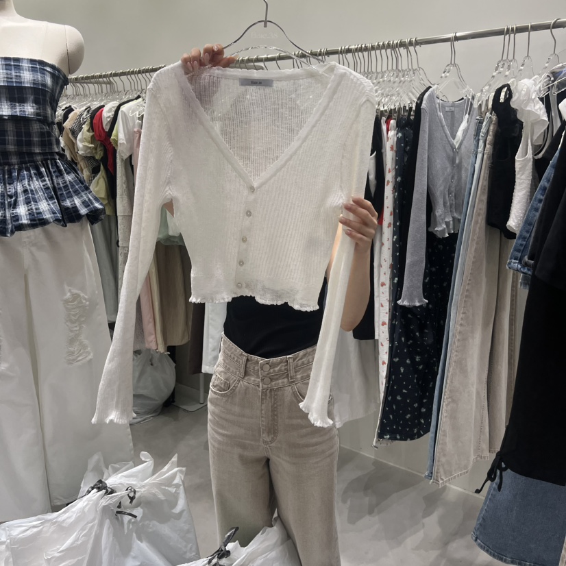 BAIE.38韓國代購女士新品時尚人氣26春夏長袖T恤V領開衫BAIE.38長袖T恤圖色1