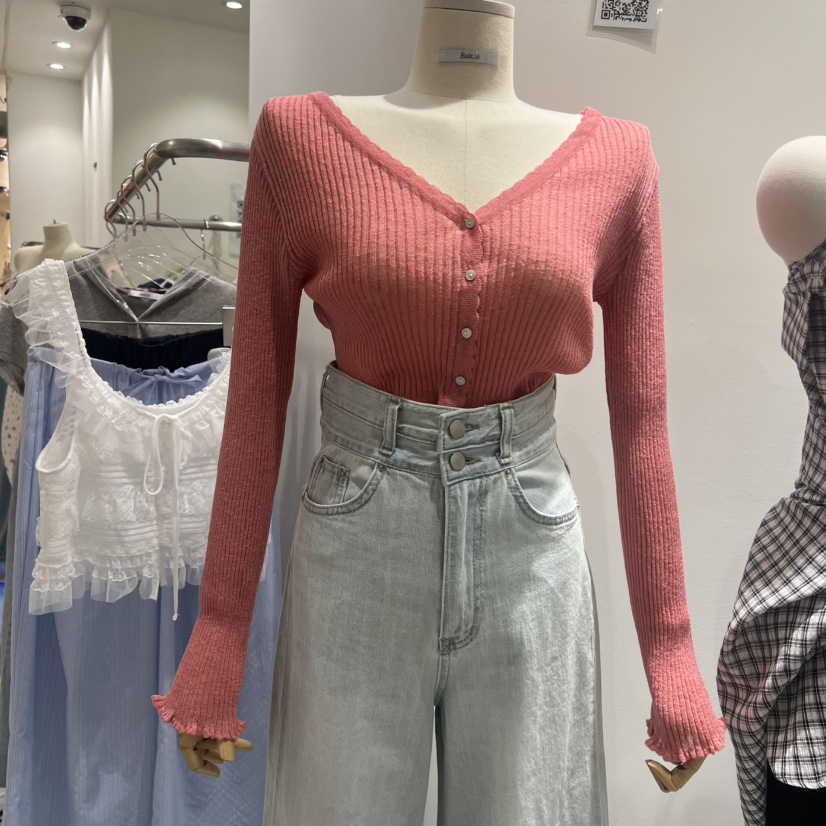BAIE.38韓國代購女士新品時尚人氣26春夏長袖T恤V領開衫BAIE.38長袖T恤圖色4