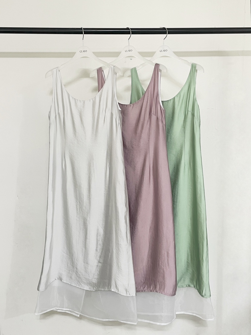 CLAFO東大門實拍韓國女士新品26夏季休閑推薦熱賣連衣裙緞面CLAFO連衣裙