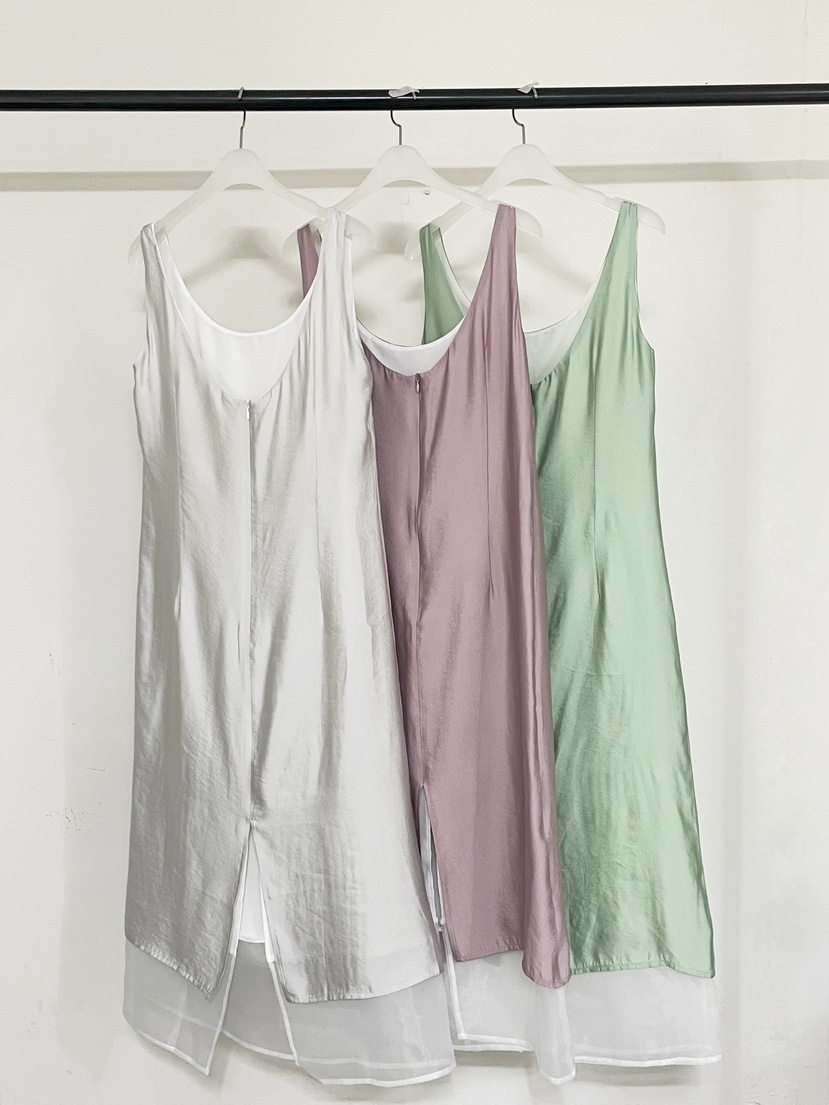 CLAFO東大門實拍韓國女士新品26夏季休閑推薦熱賣連衣裙緞面CLAFO連衣裙