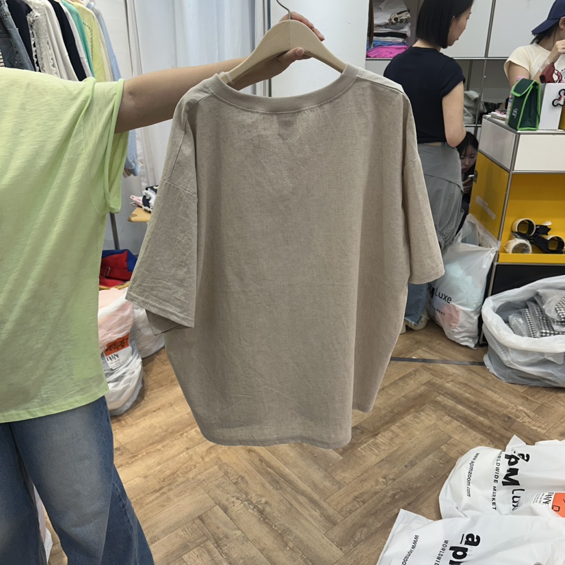 DE LINE韓國代購女士新品時尚熱賣職業26春夏推薦T恤亞麻DE LINET恤