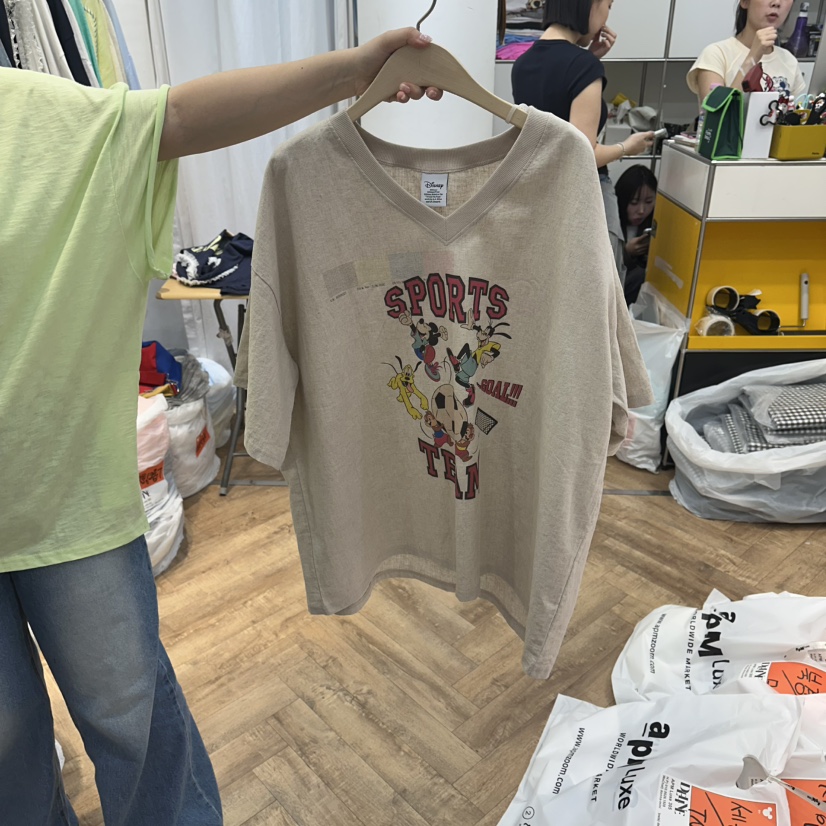 DE LINE韓國代購女士新品時尚熱賣職業26春夏推薦T恤亞麻DE LINET恤圖色1