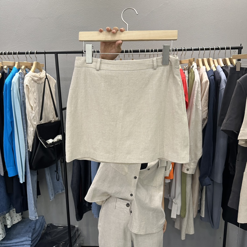 FLAMME TOIT/LUNAMDE韓國東大門直郵女士新款休閑短裙亞麻FLAMME TOIT/LUNAMDE短裙圖色1