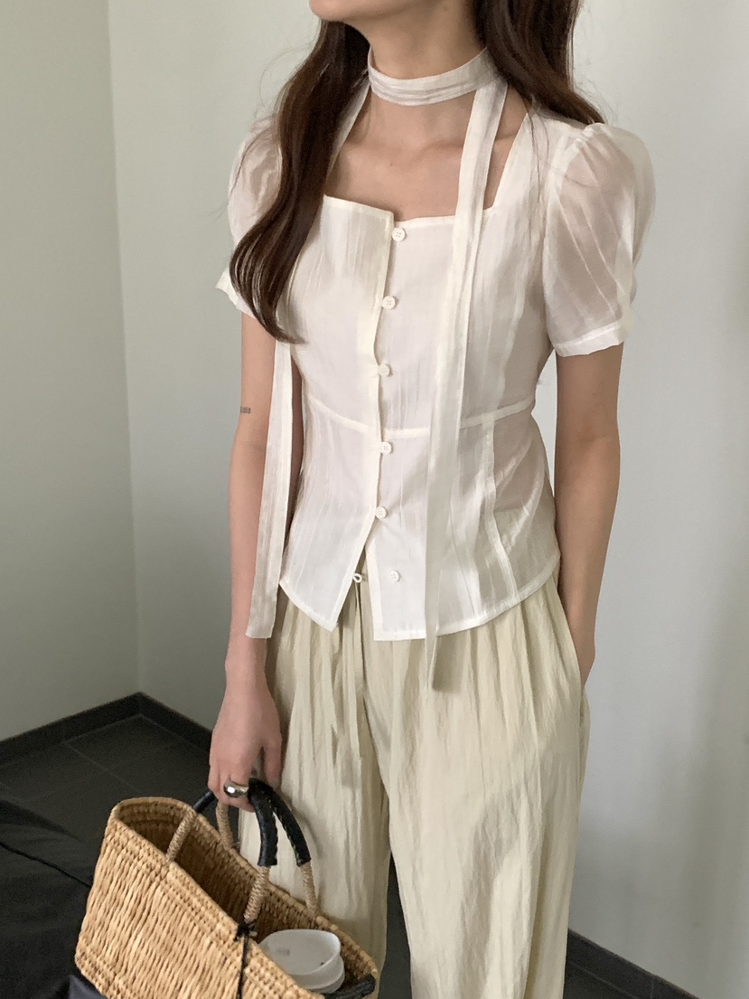 FRILL-T/DADA韓國代購女士新品26春夏職業人氣襯衫蕾絲衫FRILL-T/DADA襯衫/蕾絲衫