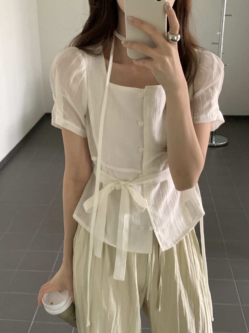 FRILL-T/DADA韓國代購女士新品26春夏職業人氣襯衫蕾絲衫FRILL-T/DADA襯衫/蕾絲衫