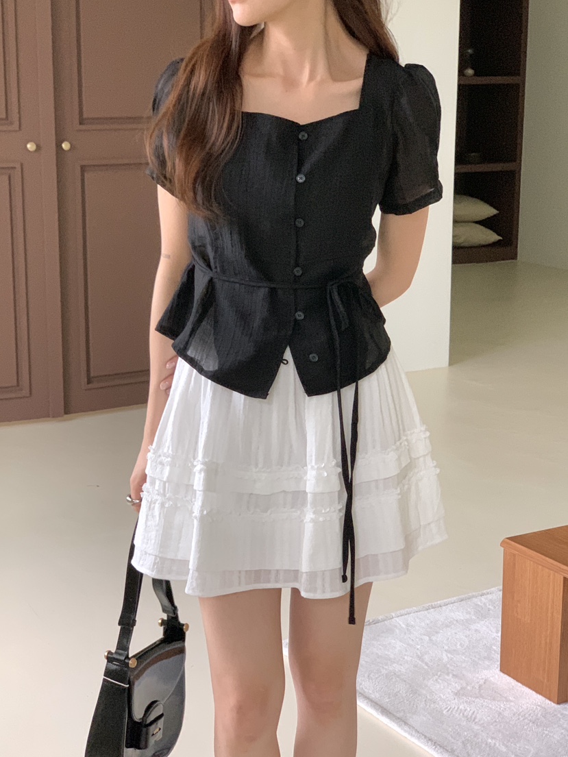 FRILL-T/DADA韓國代購女士新品26春夏職業人氣襯衫蕾絲衫FRILL-T/DADA襯衫/蕾絲衫
