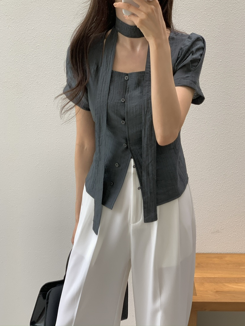 FRILL-T/DADA韓國代購女士新品26春夏職業人氣襯衫蕾絲衫FRILL-T/DADA襯衫/蕾絲衫