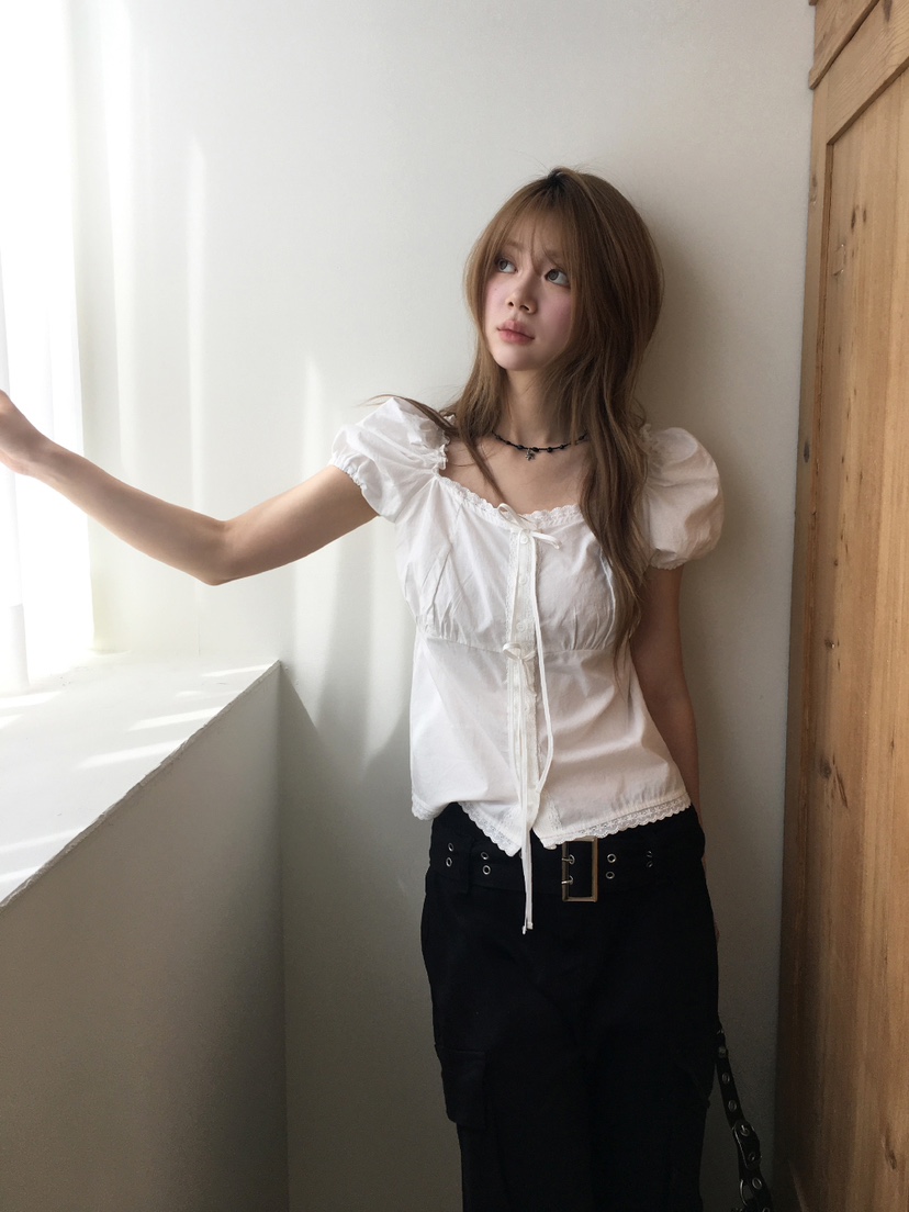 FRILL-T/DADA韓國直郵女士新品推薦職業休閑襯衫蕾絲衫FRILL-T/DADA襯衫/蕾絲衫