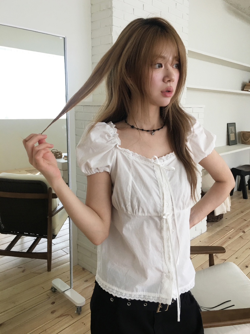 FRILL-T/DADA韓國直郵女士新品推薦職業休閑襯衫蕾絲衫FRILL-T/DADA襯衫/蕾絲衫