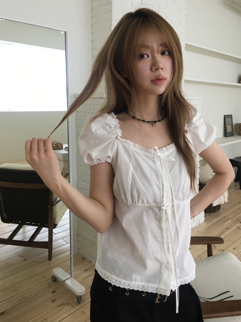 FRILL-T/DADA韓國直郵女士新品推薦職業休閑襯衫蕾絲衫FRILL-T/DADA襯衫/蕾絲衫