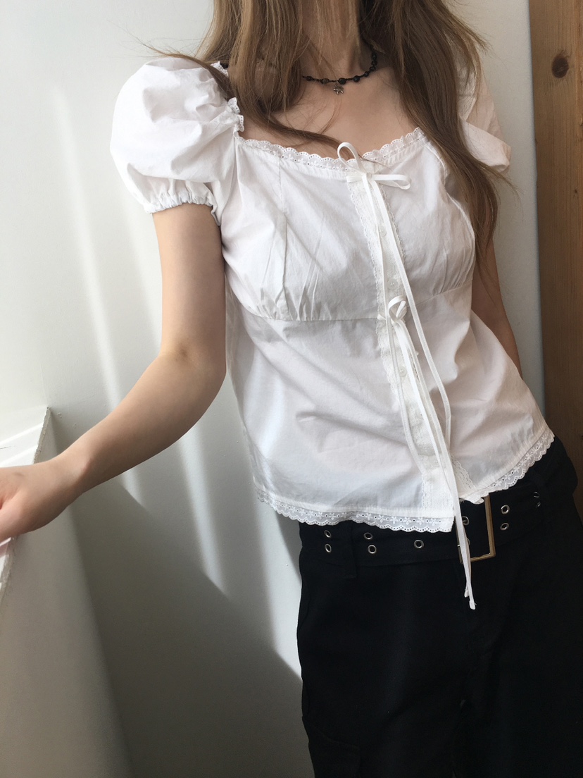 FRILL-T/DADA韓國直郵女士新品推薦職業休閑襯衫蕾絲衫FRILL-T/DADA襯衫/蕾絲衫