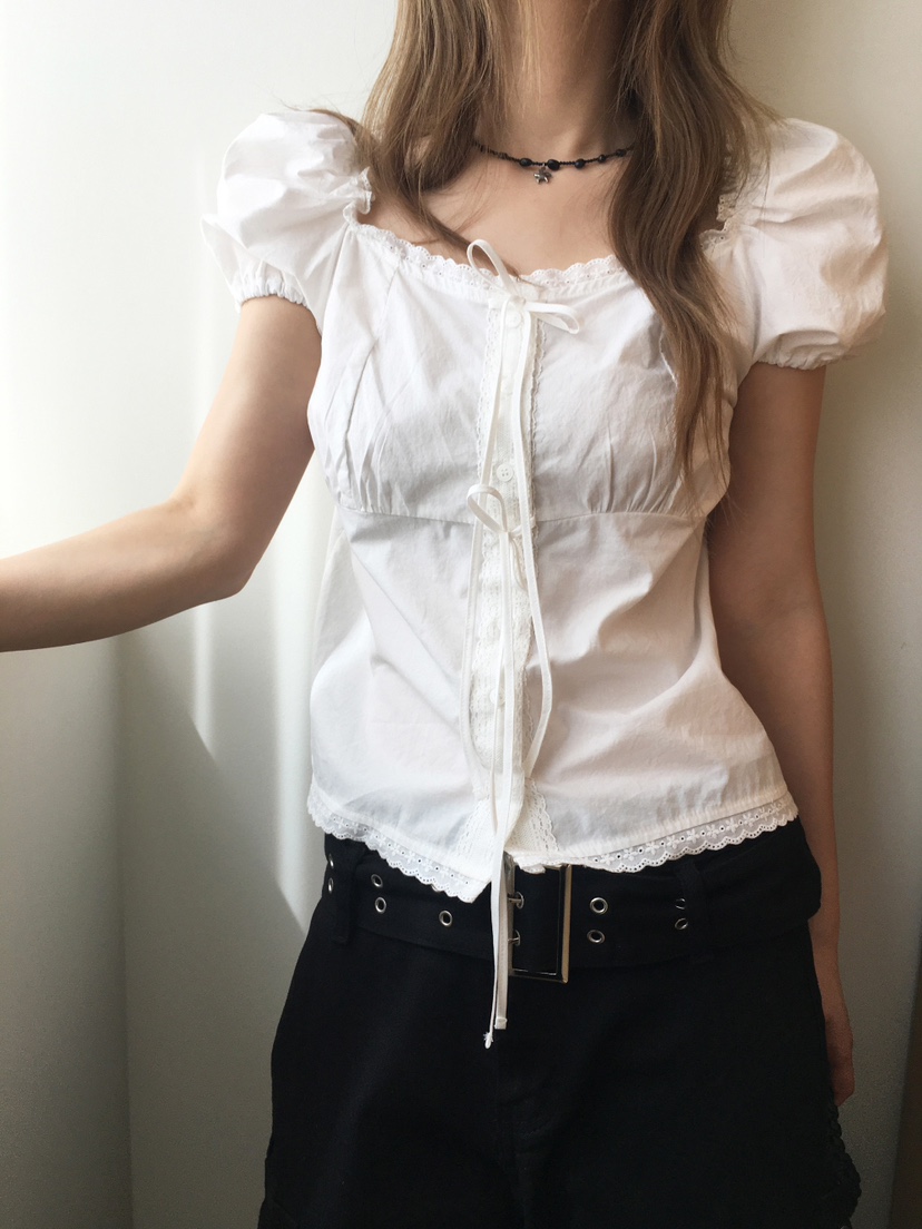 FRILL-T/DADA韓國直郵女士新品推薦職業休閑襯衫蕾絲衫FRILL-T/DADA襯衫/蕾絲衫