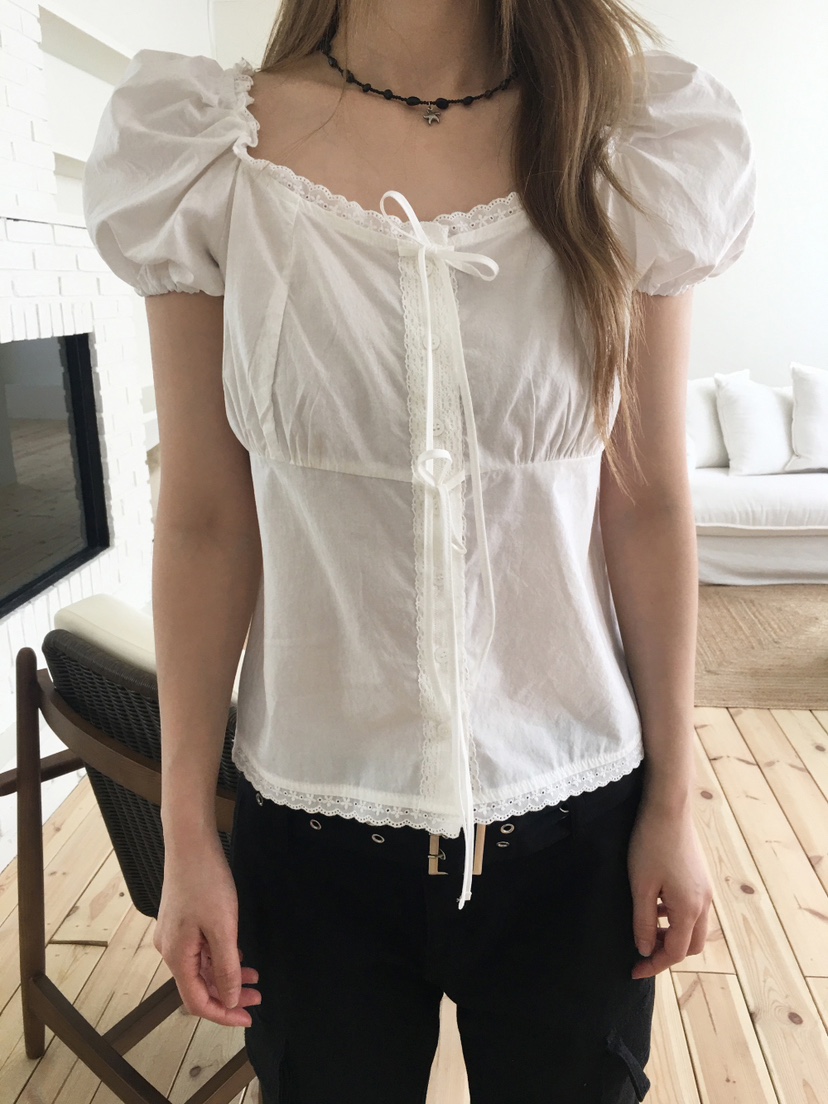 FRILL-T/DADA韓國直郵女士新品推薦職業休閑襯衫蕾絲衫FRILL-T/DADA襯衫/蕾絲衫圖色1